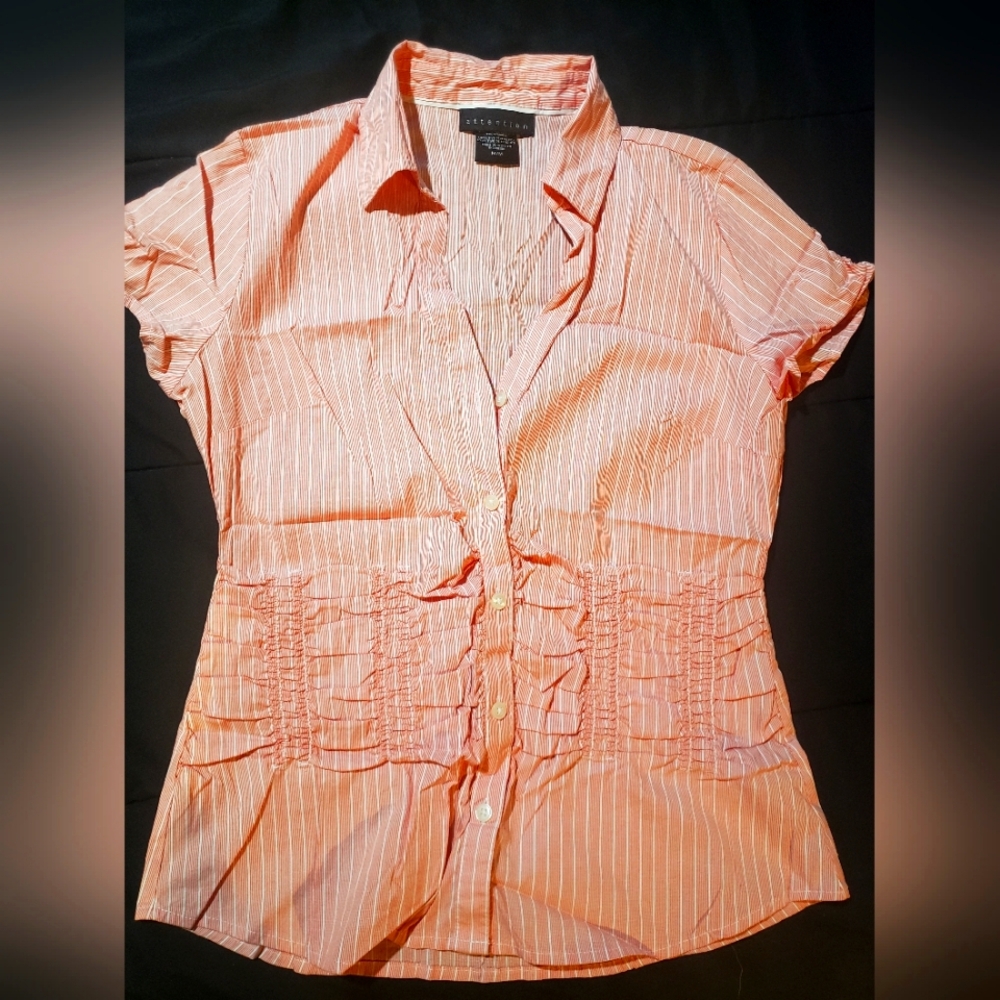 Attention • Women's Orange Striped Top • medium